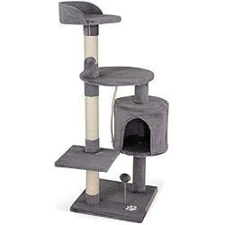 dibea Arbre à chat avec Griffoir et Centre d'Activités - 67 x 55 x 112 cm - Gris clair