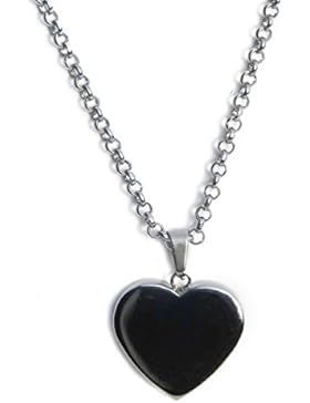 Edelsteinmandel-König Damen & Kinder Edelstahlkette mit Edelstahl- Herz (304) -Anhänger L: 44,5 cm