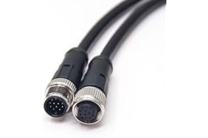 Elecbee Conector de Cable de Sensor M12, 12 pines, macho a hembra, código A, conector resistente al agua Industrial de 180 grados, 1M AWG26