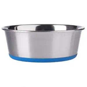 Elton Heavy/Premium Dog Bowls (Blue) Export Quality with 100% Silicon Bonded Rubber Base Stainless Steel Dog Food Bowl Feeder Bowls Pet Bowl for Feeding Big Dogs and Pets (Extra Large 2.70 L)