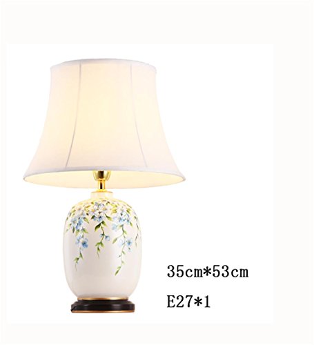 Preisvergleich Produktbild PENGFEI Die neue chinesische Art europäische Kreativ Schlafzimmer Nachthandbemalte Keramik Stoff Wohnzimmer Tischlampe Schöne und praktische Schreibtischlampe ( stil : F )