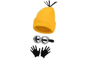 FVCENT Men's Costume Accessory 3 Pcs Costume Accessories Includes Vintage Steampunk Goggles Glasses Yellow Beanie Knit hats Black Gloves