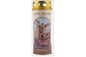 C BC St. Michael Candle 68 Hour Burn Prayer Saint Catholic 15cm White Wind Proof