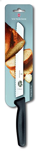 Victorinox Küchenmesser Brotmesser Wellenschliff schwarz Blister 21 cm, 5.1633.21B