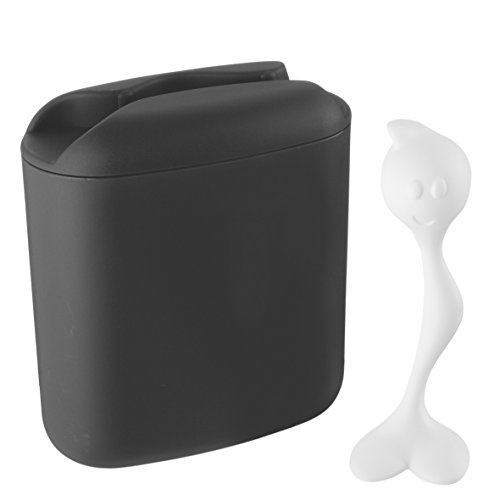 Koziol Hot Stuff - Bote/Tarro para café, 500 g, con Cuchara dosificadora, encastrada en la Tapa, Color Negro sólido