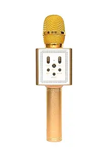 Ae zone Sonilex Bluetooth Mic/Mike, Portable Handheld Mic/Mike with Speaker (Bluetooth Speaker) for Karaoke Singing, Mic/Mike with Audio Recording Facility Microphone (Golden)