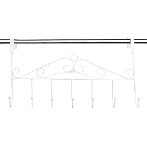 Soriace® 7 Haken über Tür hängeleiste, Türhänger / Türgarderobenhaken für Kleidung, Taschen, Hüte, Tücher, Schals, usw (Weiß) - 5