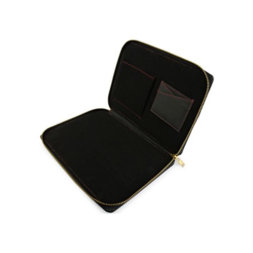 A.P. Donovan – Leder Notebooktasche für verschiedene Modelle – Schutz vor Stößen und Kratzern – Sleeve, Case, Mappe, Hülle mit Reißverschluß – Schwarz, 305,7mm x 220,6mm x 6,9mm + IPAD PRO 12.9″ - 3