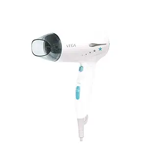 VEGA Insta Wave Foldable Hair Dryer With Cool Shot Button & 3 Heat/Speed Setting (VHDH-22), White
