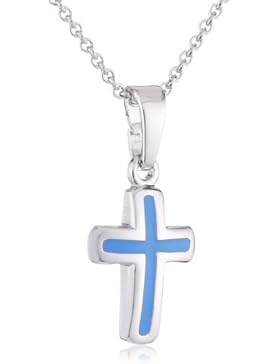 Xaana Kinder-Anhänger Kreuz blau lackiert incl Kette 36 38 cm 925 Sterling Silber AMZ0093