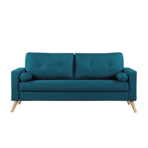 Scandinave Ibra Canape Droit Fixe En Bois Massif 3 Places Gris