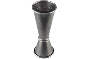 BUDDY´S BAR Buddy's Bar - Misurino da Bar, 2,5 cl / 5 cl Doppio misurino con indicatore di quantità, Misure Interne 1,5 cl / 3,5 cl, Jigger di Alta qualità, Adatto con Alimenti, Acciaio Inox Effetto Vintage