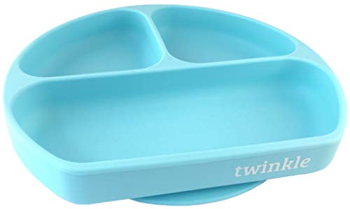 Twinkle Plato de Silicona con Ventosa para Bebe - Plato Infantil Antideslizante con Succion para BLW y Aprendizaje Bebes