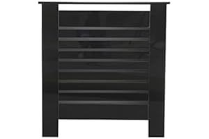 HOMEMADE DESIGN HMD High Gloss Black/White Grey Radiator Cover Decorative Cabinet Horizontal Slat 4 Size for Office Living Room Bedroom Hallway (high gloss black, W78xD19xH82cm)