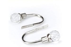 umlout Crystal Curtain Pole Holdbacks (Polished Chrome, Pair of Holdbacks)