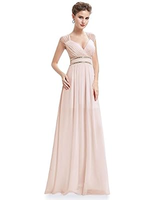 Ever-Pretty Ever Pretty Robe de Soirée Robe de cérémonie Maxi Elegante Col V 38 Rose poudré EP08697BH06
