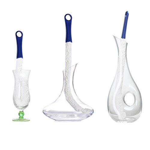 Vino decantador cepillo de limpieza, Ruix Flexible largo mango suave cepillo de limpieza para, azul