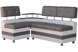 RODNIK Eckbank Latte Essecke Sitzbank Grau Modern Kunstleder mit Ablage und Stauraum