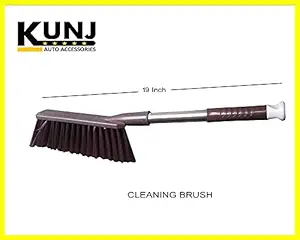 Kunj Autotech - Plastic Car Cleaning Brush with Hard and Long Bristles Fitted with Steel Pipe - for Seat/Carpet/Mats