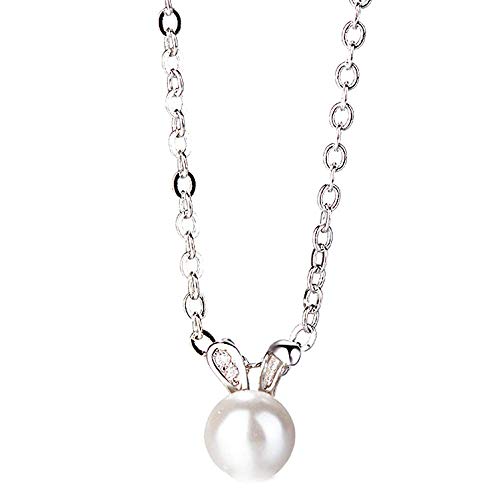 Purmy Colgante de Las Mujeres Blanco Oro Plateado Perla Blanca Dulce Linda Orejas de Conejo Forma Estilo Sencilla 0.6X0.9X45CM