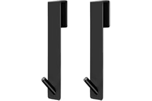 WOOLUCK® Haki na drzwi prysznicowe, ze stali nierdzewnej, haczyki do zawieszania na ręcznikach bez wiercenia na drzwiach prysznicowych bez ramy do łazienki (17,8cm czarne)