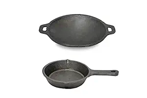 Daily Deals Cast Iron Combo Cookware Set -Appa Kadai (9 Inch) + Mini Skillet with Handle (6 Inch)