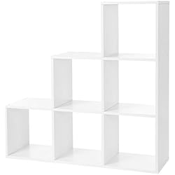 VASAGLE ÉTagère escalier, Meuble de Rangement, 6 Compartiments, pour bibliothèque, Salon, Chambre, Blanc LBC63WT