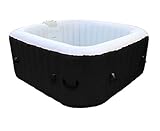 jacuzzi inflable para 2 personas Bomba de masaje de 600 W, calefactor de 1200 vatios (1 - 2 grados por hora hasta máximo 40 grados). Volumen máximo: 600 litros. Cubierta aislante para mantener la temperatura del agua lo más constante posible.