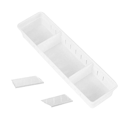 Generic Verstellbar Schubladeneinteiler für Küche Schublade Schrank Lagerung Make-up Box Schreibtisch Organizer , Kunststoff - Weiß, 30x5x7.5cm
