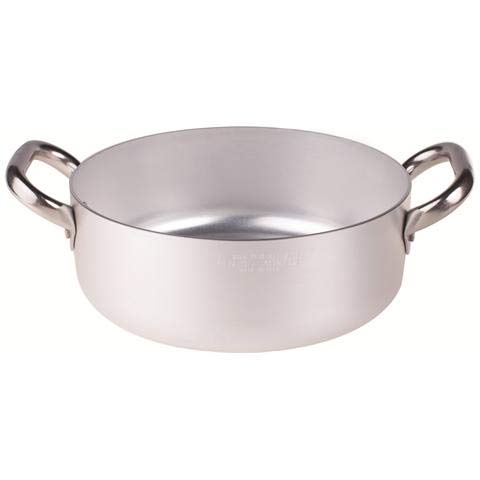 Pentole Agnelli Casserole Basse en Aluminium, avec 2 poignées en Acier Inoxydable - Argenté 60 l Argent