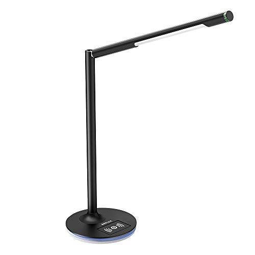 Preisvergleich Produktbild Tischleuchte, Brilex LED Schreibtischlampe mit kabellosem Ladegerät, 3 Beleuchtungsmodi, Touch Control, Abnehmbarer Ständer Und Halter 360 Grad Verstellbares Licht für Büro, Arbeiten, Lesen