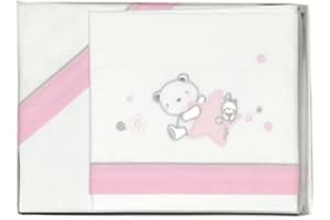 Danielstore Bebé Sabanas Cuna 60x120 Algodon 100% - (Bajera+encimera+Funda Almohada). (Peluche Rosa)