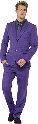 Smiffys Adult men's Purple Suit, Stand Out Suits, Jacket, trousers and Tie, Stand out Suits, Serious Fun, Size M, 43527