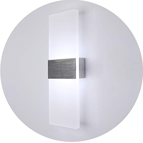 Topmo-plus 12W Lámpara de pared LED apliques para Dormitorio, salón, escalera y salones / Lámpara de pasillo llevado en acrílico / aluminio cepillado 290 mm (Blanco frío)
