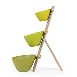 Sharpex Elegant Flower 3 Pcs Pot with Wooden Stand for your Indoor/Outdoor, Balcony, Home, Lawn Decoration (Green)