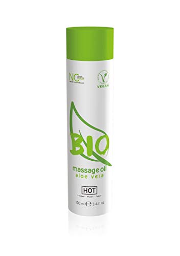 HOT HOT Bio Huile de massage Aloe Vera, 100ml. Ingrédients biologiques et végétaliens. Davantage de plaisir et d'érotisme grce au massage en couple ! Parfum raffiné pour une atmosphère érotique !