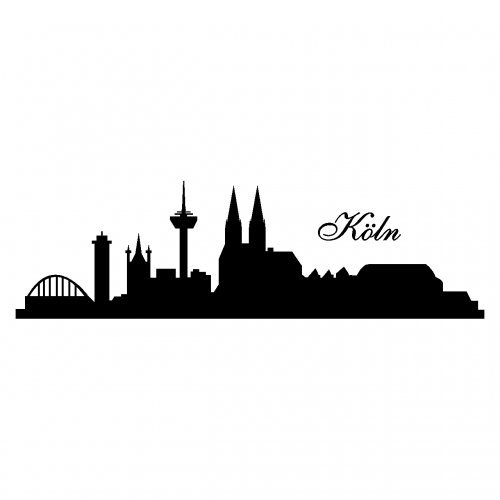 Wandtattoo Köln Skyline in 5 Größen und 19 Farben (170x51cm schwarz)