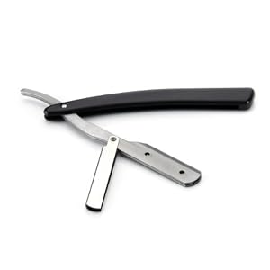 Black Plastic Steel Traditional Throat Cut Shaving Straight Blade Razor - Image 2