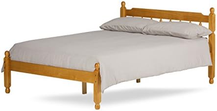 4'0 COLONIAL SPINDLE BED IN HONEY PINE WITH SPRING FLEX MATTRESS
