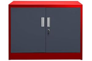 Armoire Saratow Rouge/Gris foncé Armoire à Outils Acier Inoxydable Rouge Armoire avec Portes battantes – Anthracite de Jet Line