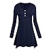 Produktbild MEIbax Damen Fashion Casual Tunika Solid Langarm Botton V-Ausschnitt T-Shirt Tops Bluse Oberteile Lang Langarmshirt Vintage Tunika