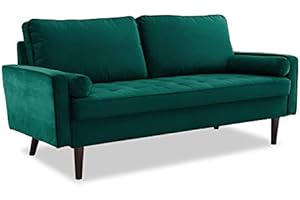 Home Detail Velvet Fabric 2 & 3 Seat Sofa Suite Couch Set Upholstered Luxury Living Room Suite (Green, 3 Seater Sofa Only)