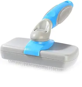 PetVogue - Self Cleaning Slicker Brush with Ergonomic Non-Slip Handle for Pet Grooming Gently Removes Tangled Matted Fur from Cats and Dogs and Reduces Shedding