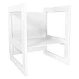 3 in 1 Multifunktionale Kindermöbel im Dreier Set bestehend aus einem Multifunktionalen Tisch und zwei Multifunktionale Kinderstühle oder ein Multifunktionales Nest von drei Couchtischen oder Beistelltischen für Erwachsene, aus massivem Buchenholz Weiß Lackiert - 8