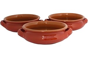 Set 3 Terrine in Terracotta Tegami Senza Coperchio Rossana Zuppiere con manici Colì Maioliche e Terrecotte dal 1650 Rosso 17x17x6 cm