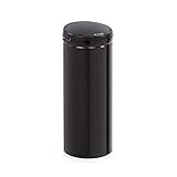 Klarstein Cleanton - Poubelle avec capteur, capacité 50 L, ronde, sans contact : ouverture et fermeture automatique, porte sac poubelle, couvercle en plastique ABS/seau en acier inoxydable, noir