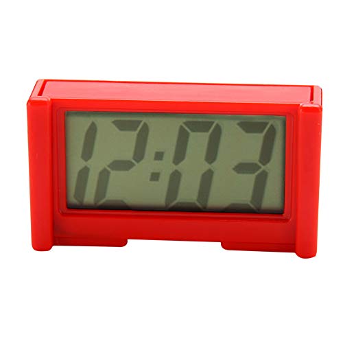 Preisvergleich Produktbild Xiaoqingren Mini LCD Bildschirm Digitaluhr Auto Armaturenbrett Uhr Schreibtisch Zeituhr Studenten Studie Uhren Home Supplies,rot