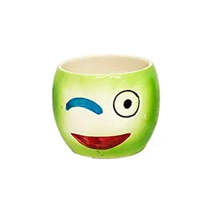 ShopMeFast Glossy Smiley Ceramic Pots Ceramic Planters for Indoor Plants/Planters,Home Decor,Garden Decor,Office Decor,Decorative Succulents Pot (Color: Yellow)(L:10 cm, W:10 cm, H:8 cm)