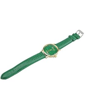 Geneva Blumen Kunstleder Band Armbanduhr (dunkelgruen)