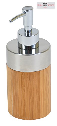 Villa Wesco Bambus Edelstahl Bad Set Seifenspender Klobürste Becher Badgarnitur - 2